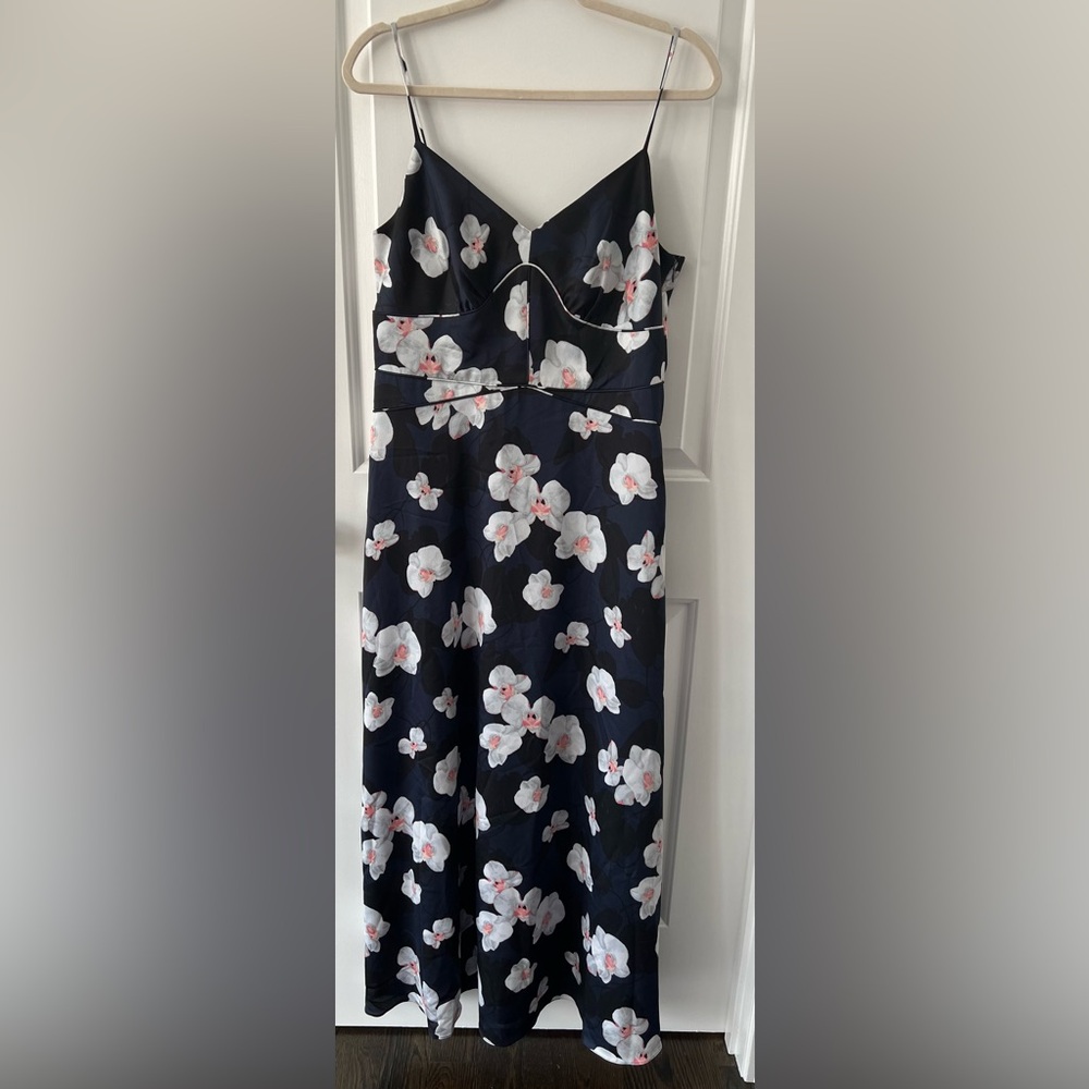 Banana Republic Navy Blue Floral Maxi Dress Size 10